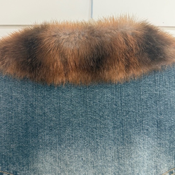 Marvin Richards Womens Vintage Faux Fur Lined Denim Jacket Size Large 90s - Picture 7 of 9